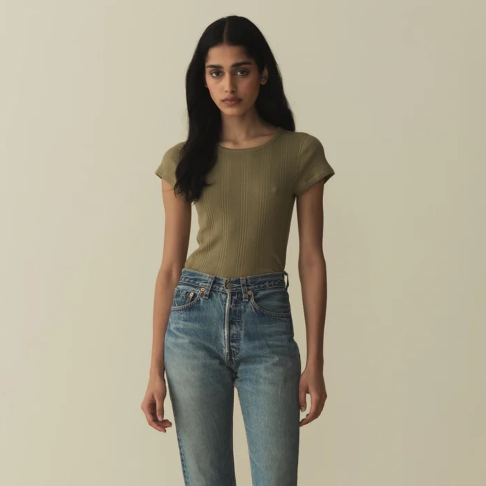 Doen Vivi Cashmere Blend Tee in Pasture, size XS